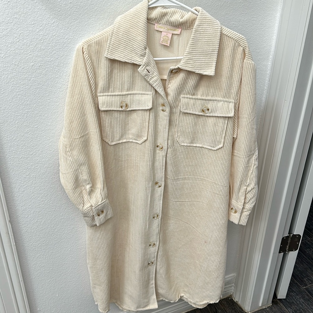 Maternity Beige Corduroy Dress
